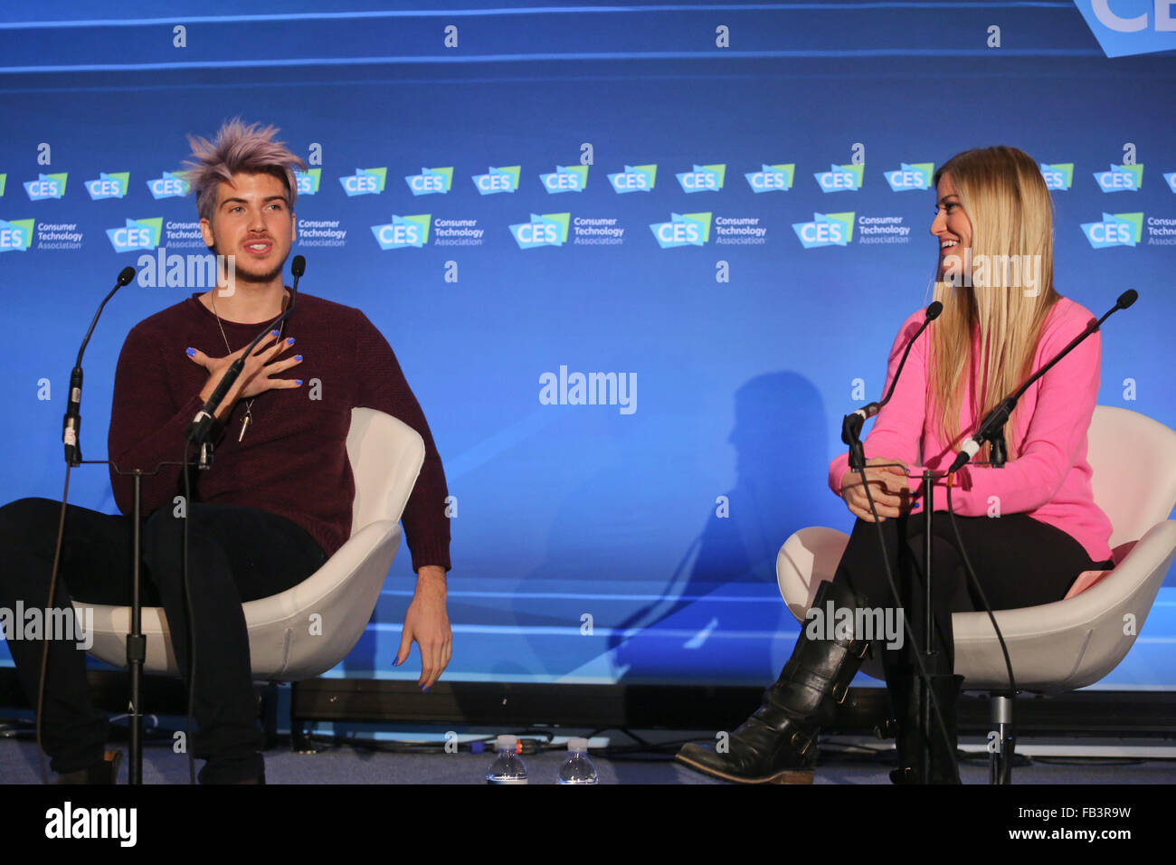 Las Vegas, Nevada, USA. 6th Jan, 2016. Social media and YouTube personalities Joey Graceffa and Justine (''iJustine'') Ezarik served as panelists on ''Digital Stars: Influencing Consumer Electronic Consumers''. An estimated 165,000 industry professionals descended on Las Vegas, Nevada the week of January 6-9, 2016 for the Consumer Electronics Show. Credit:  Craig Durling/ZUMA Wire/Alamy Live News Stock Photo