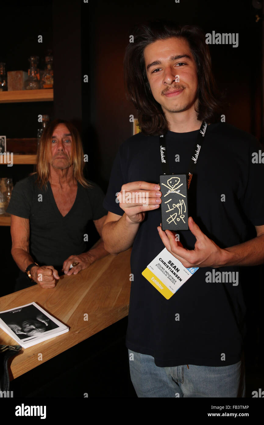 Las Vegas, Nevada, USA. 7th Jan, 2016. Rock legend Iggy Pop was on hand to  speak with the crowd and sign autographs at the Marshall Amps booth. An  estimated 165,000 industry professionals