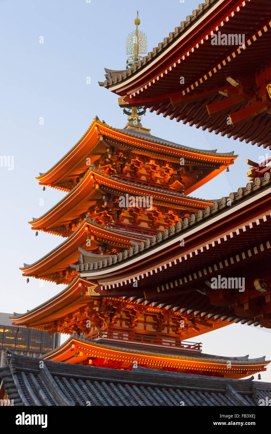 Sensoji Temple and Pagoda, Tokyo, Japan Stock Photo