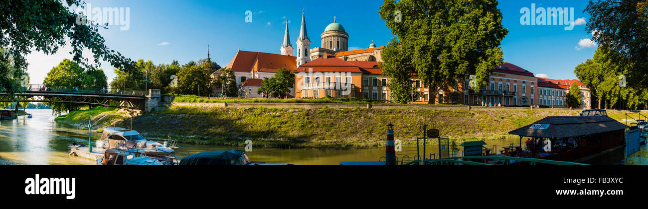 Basilika of Esztergom, built by Jozsef Hild, overlooking river Danube, Hungary, Danube bend, Esztergom Stock Photo