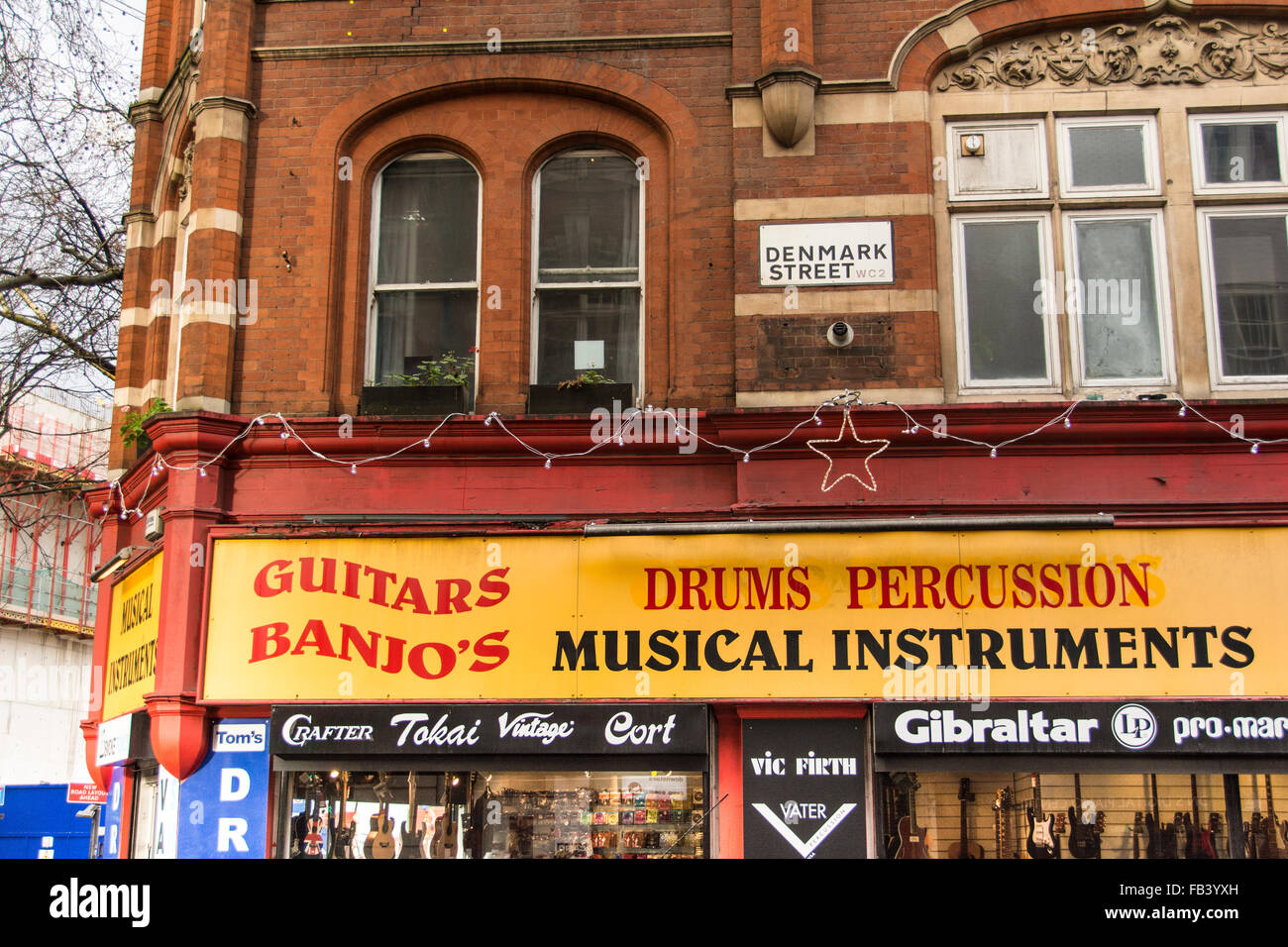 Musical instruments shop on London's historic Denmark Street. Set for demolition to make way for
