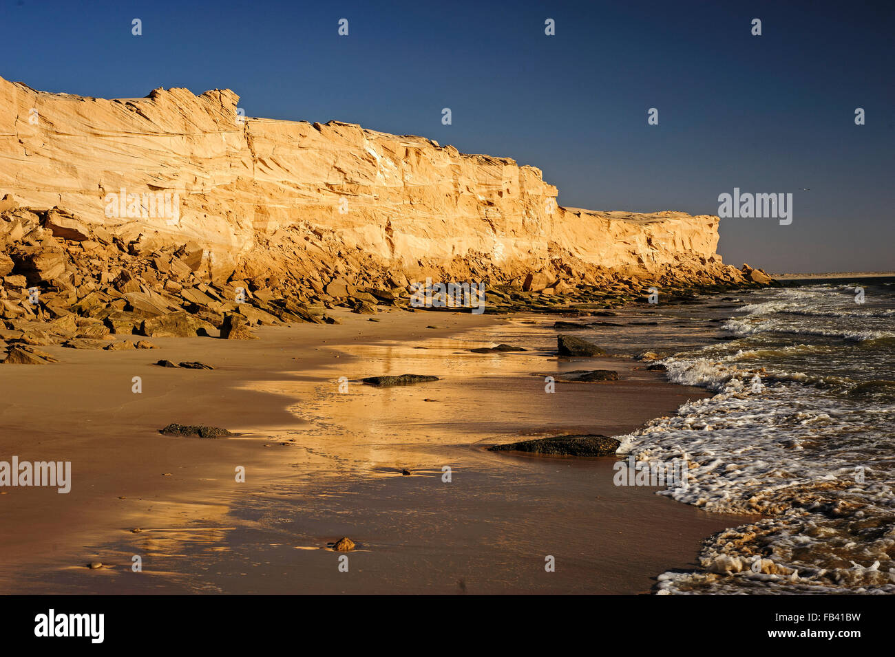 Wahiba Sands meets the Arabian Sea, Al Sharqiya, Oman Stock Photo