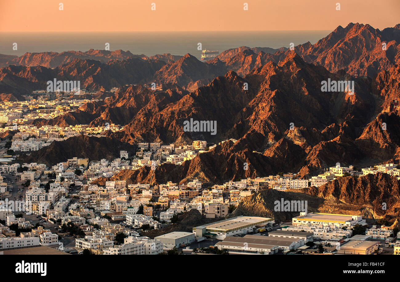 Evening cityscape of Muscat, Oman Stock Photo