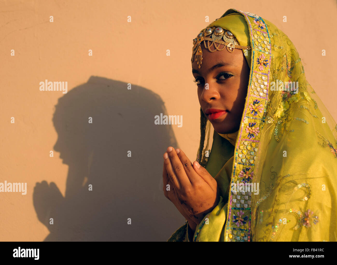 Young girl in traditional costume, Oman Stock Photo
