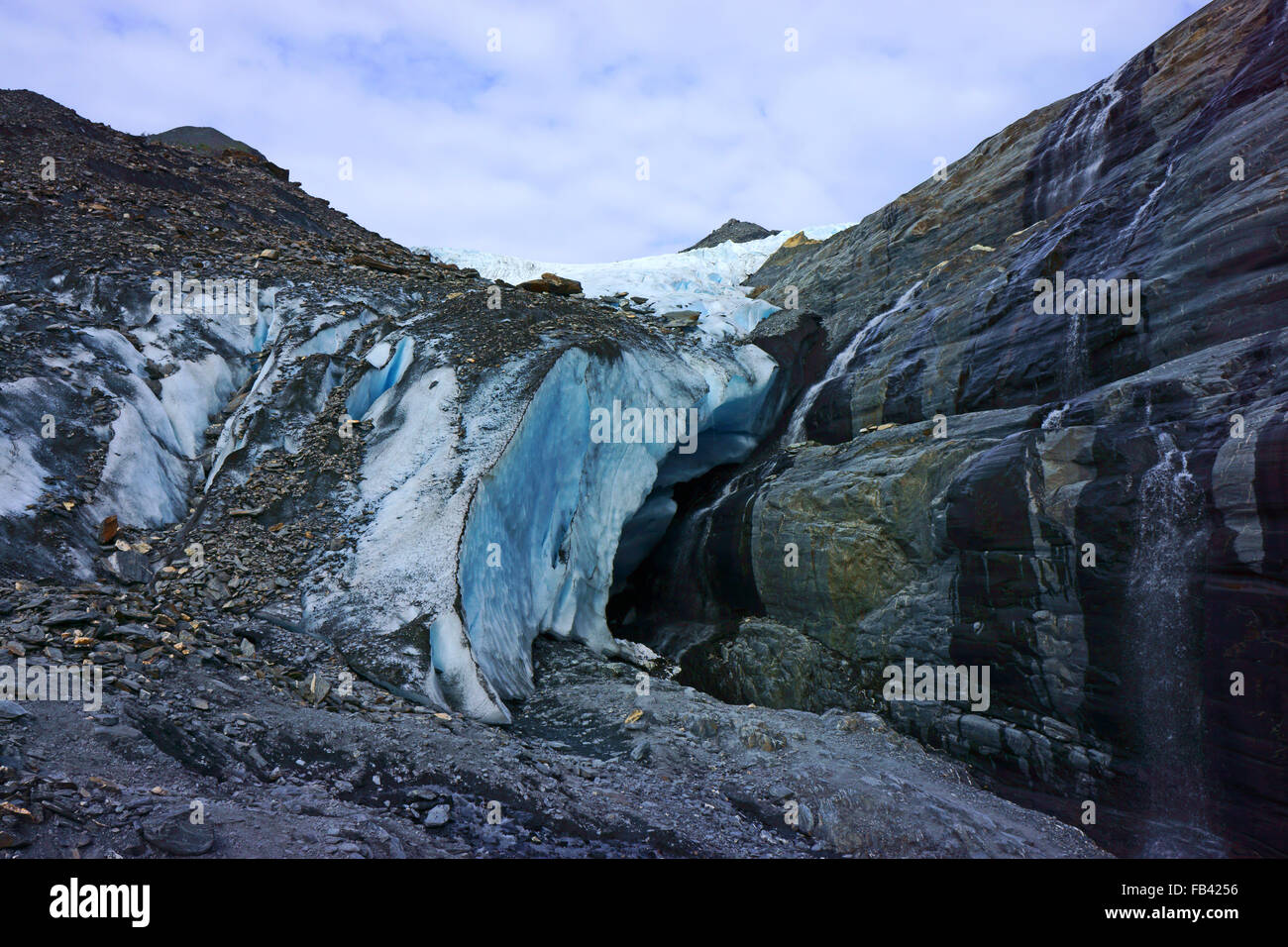 End cave of receding Worthington Glacier, Chugach Mountain Range, Alaska Stock Photo