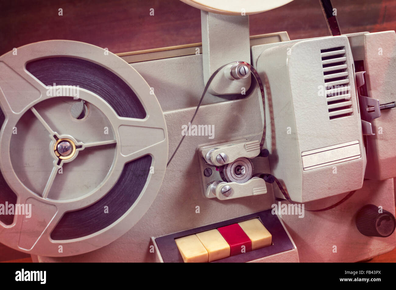 Old movie projector, selective focus. Stock Photo