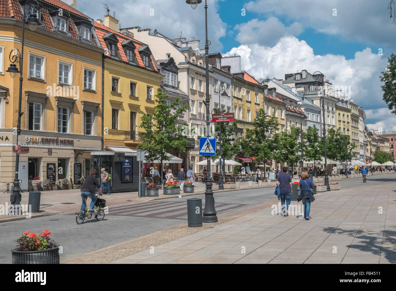Beautiful restored buildings on Krakowskie Przedmieście street, Old Town, Warsaw, Poland Stock Photo