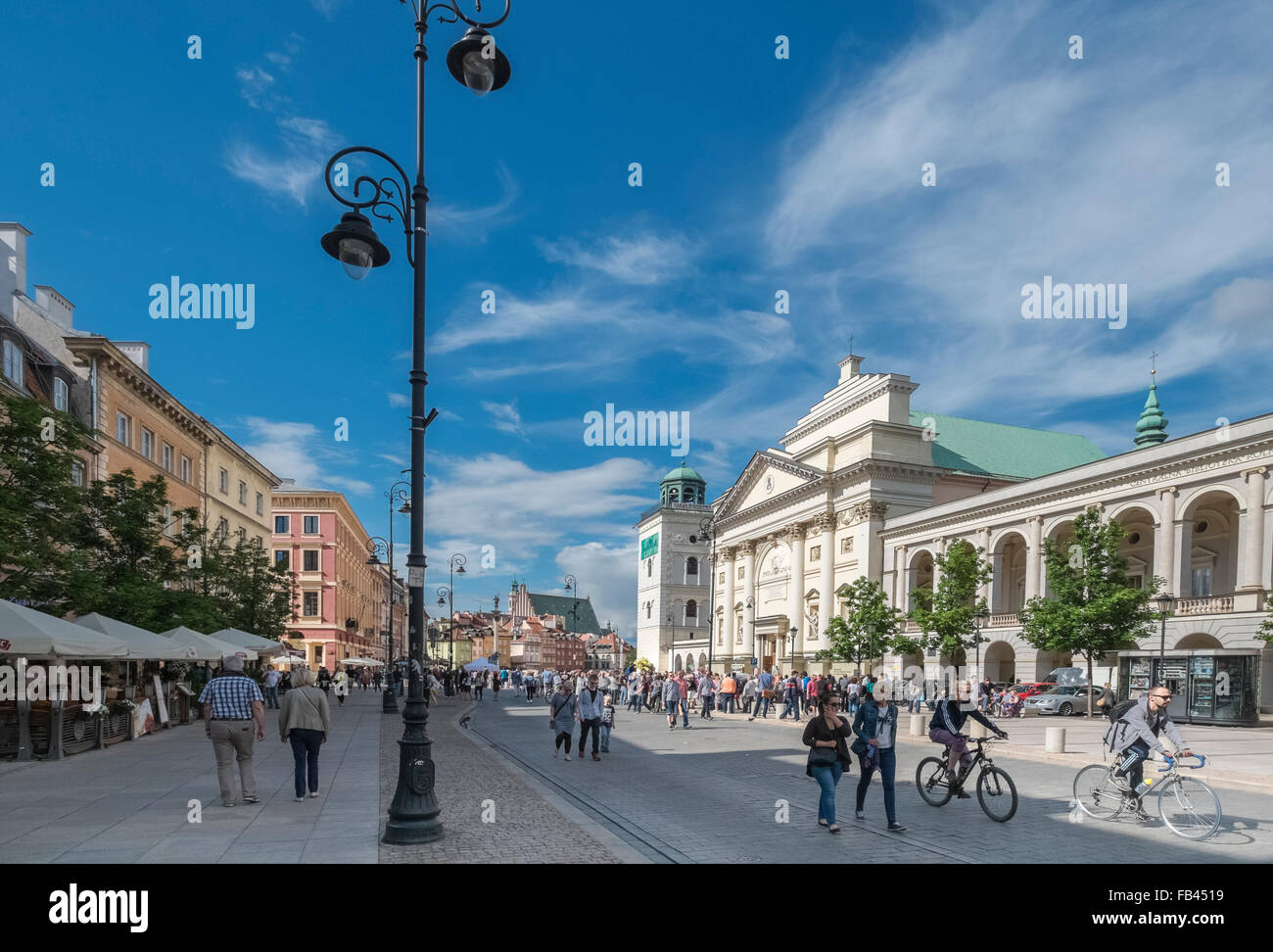Beautiful restored buildings on Krakowskie Przedmieście street, Old Town, Warsaw, Poland Stock Photo