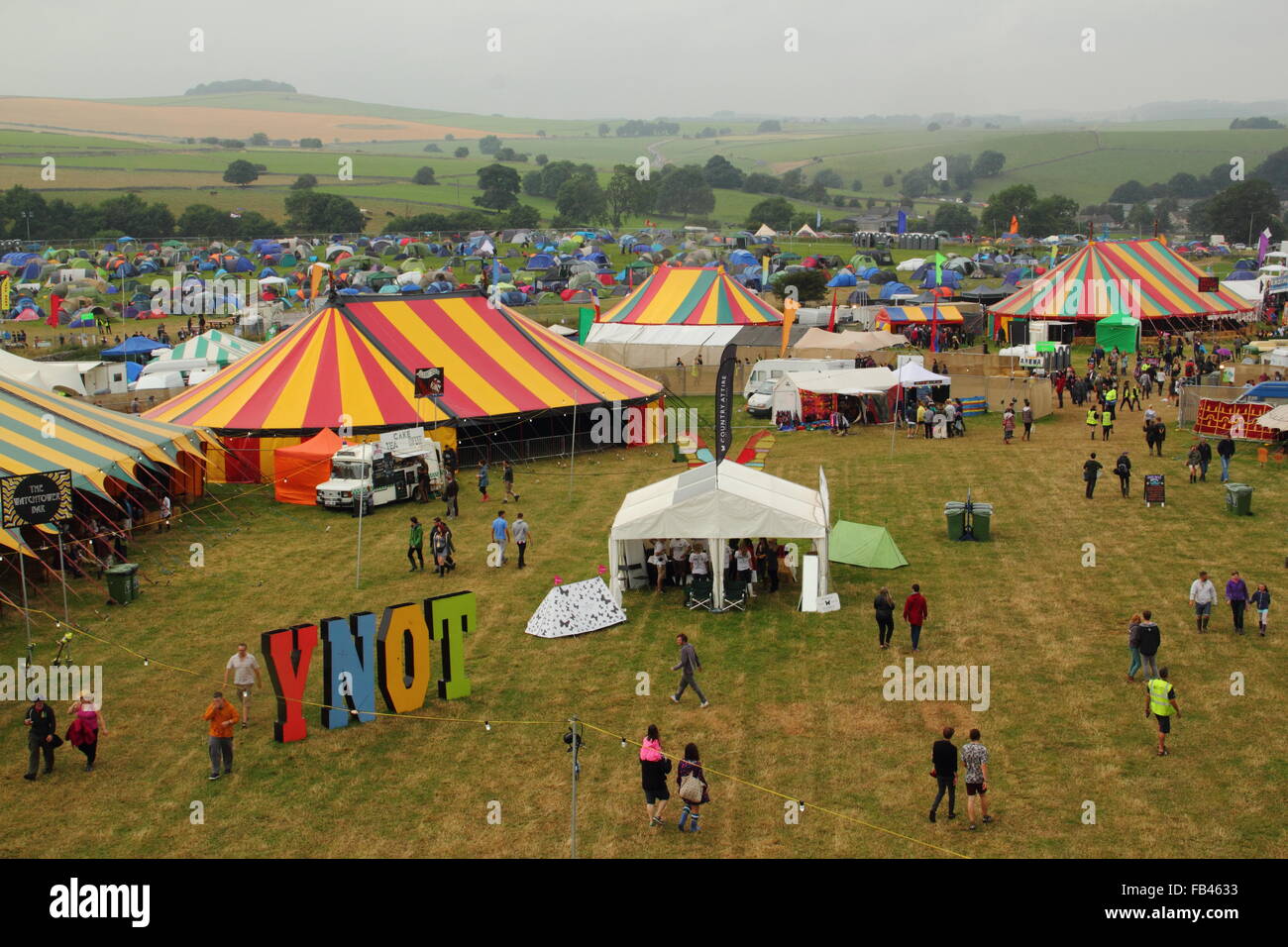 High angle view of the Y Not festival at Pikehall, Derbyshire England UK EU Europe Stock Photo