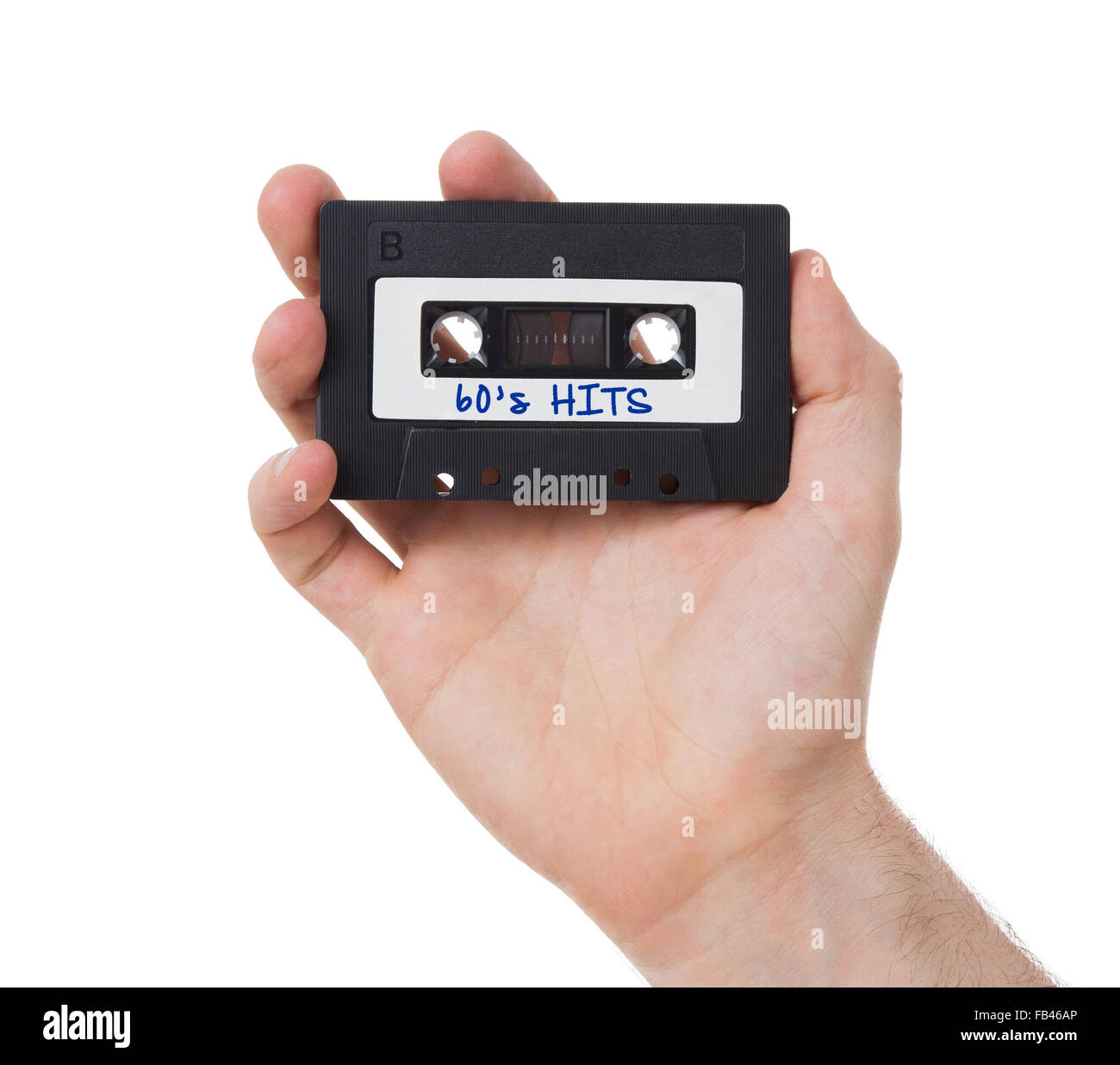 Vintage audio cassette tape, isolated on white background, 60's hits ...