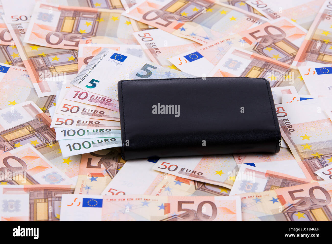 Wallet with European money Stock Photo