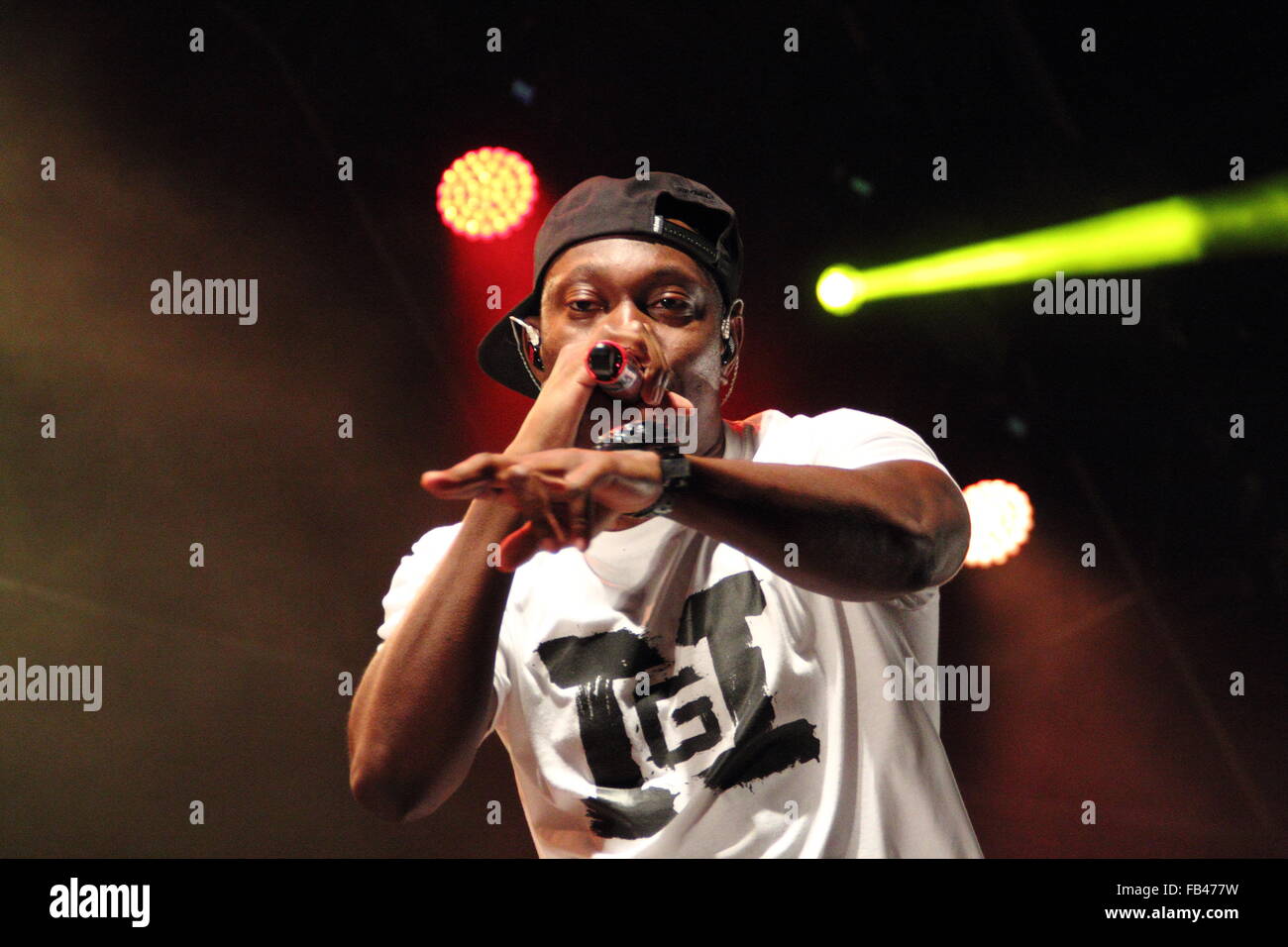 English rapper, Dizzee Rascal  performs on stage at the Y Not music festival in the Peak District National Park, England UK Stock Photo