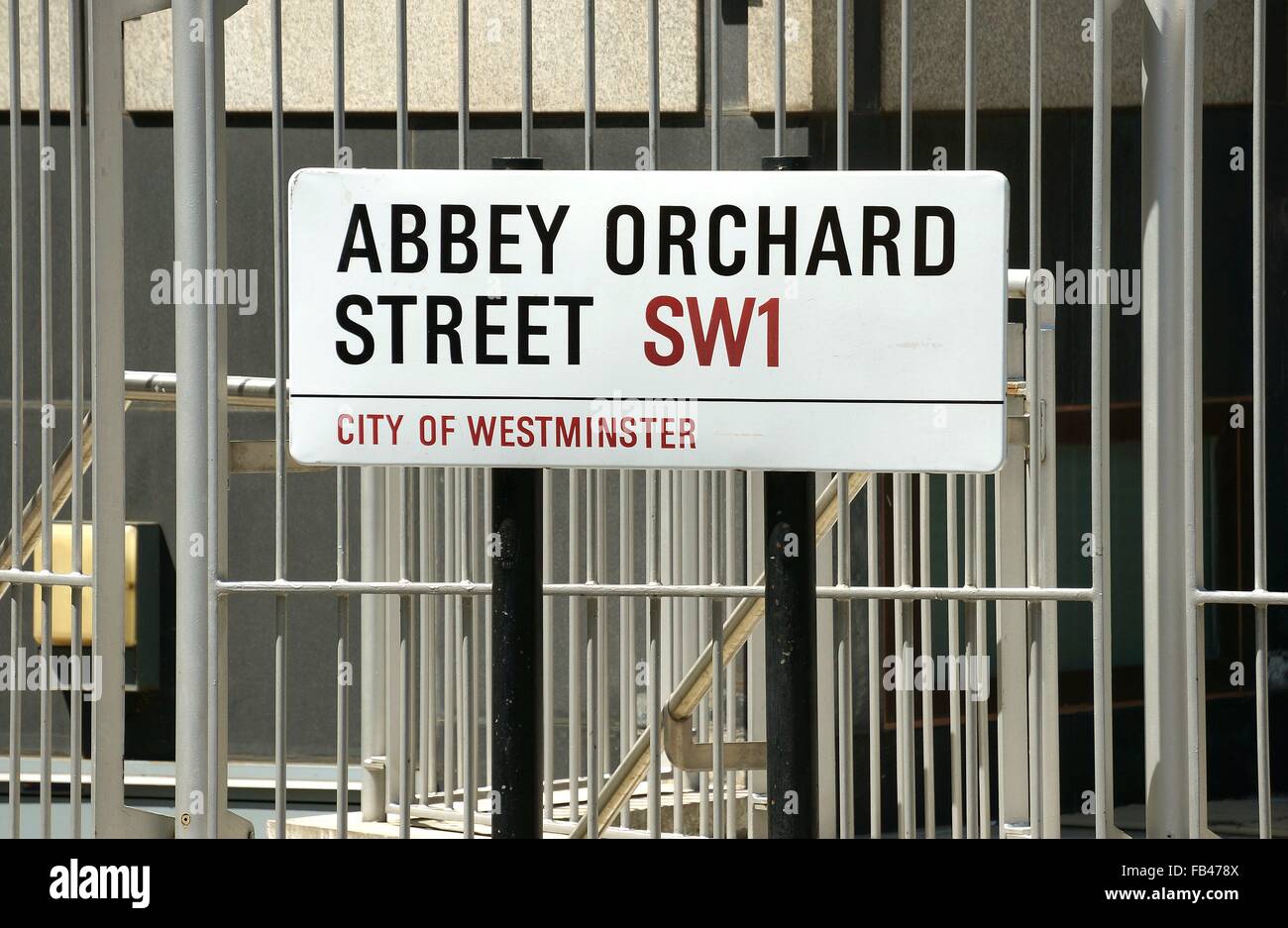 Traffic information street sign on Abbey Orchard Street SW1 in the City of London England GB UK 2015 Stock Photo
