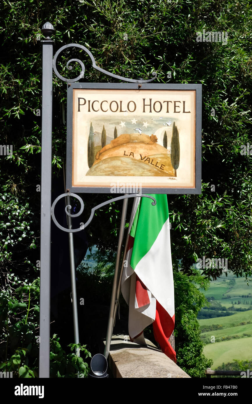 Piccolo Hotel sign Pienza Tuscany Stock Photo Alamy