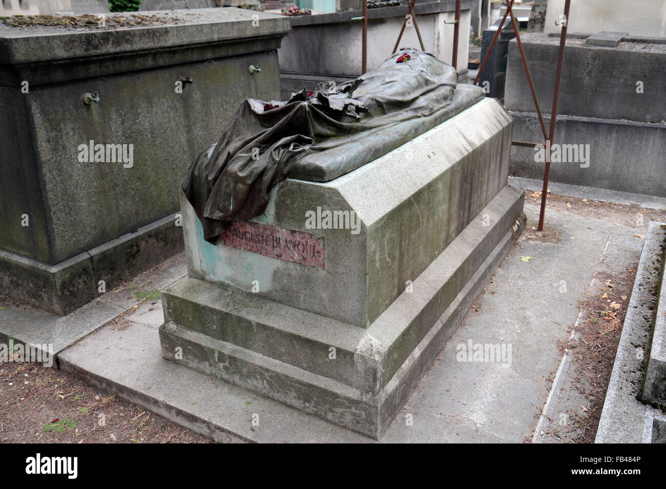 The grave of Louis Auguste Blanqui a French revolutionary socialist in the Père Lachaise Cemetery, Paris, France. Stock Photo
