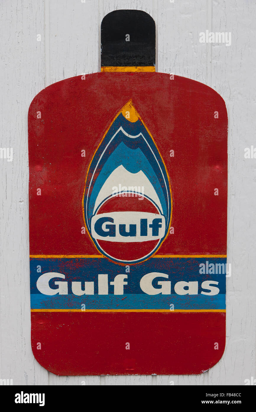 Old Gulf sign on the wall Stock Photo