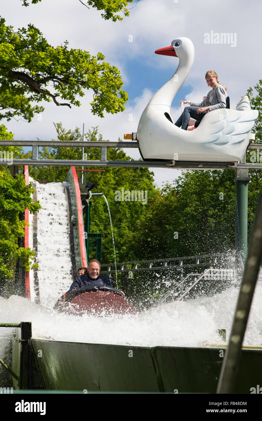 Fun rides at the amusement park Bakken, Klampenborg, Copenhagen, Denmark Stock Photo