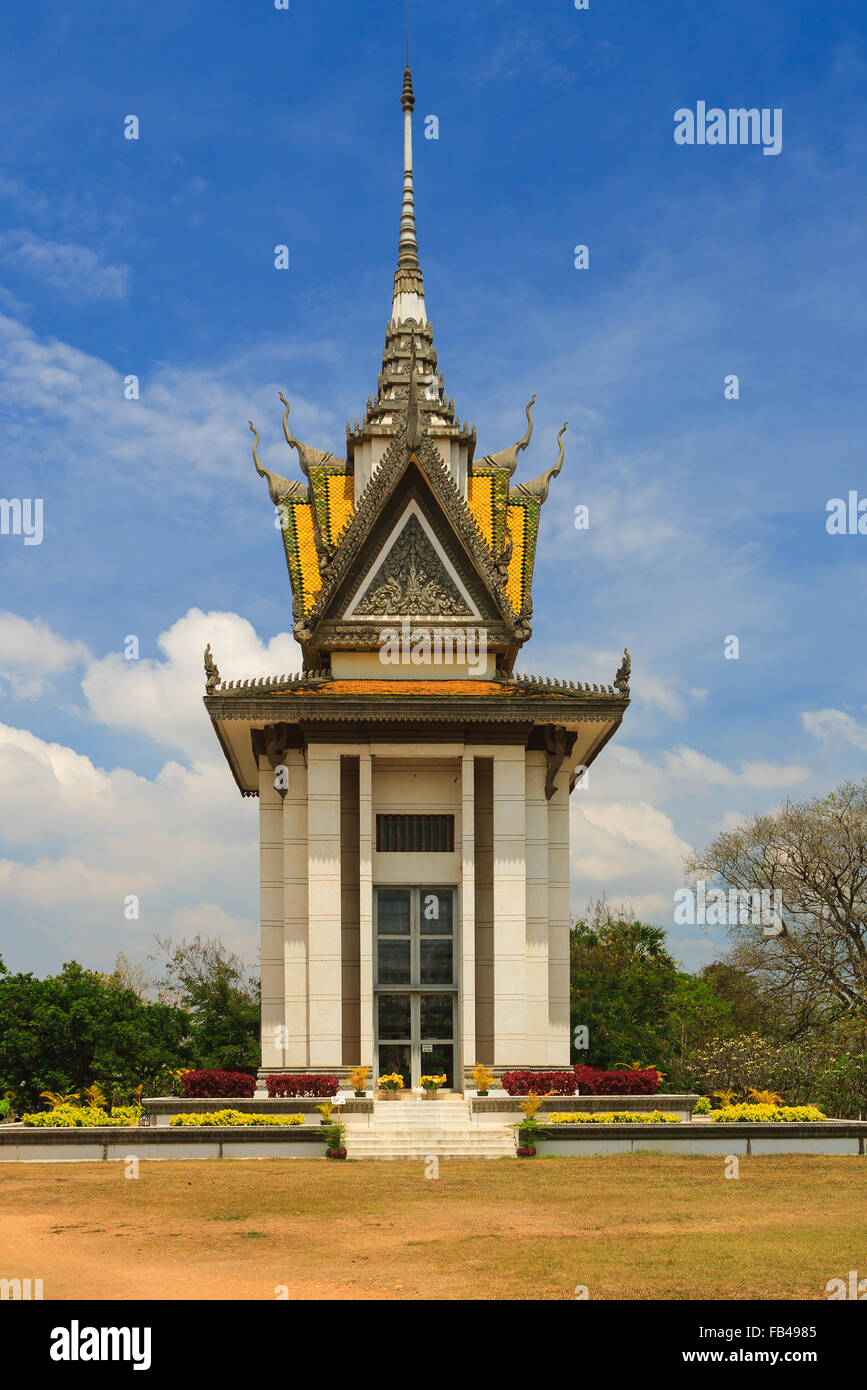 Buddhist Stupa at Choeung Ek at the Killing Fields, Cambodia Stock Photo