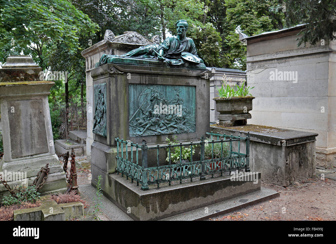 The tomb of Jean-Louis André Théodore Géricault in the Père Lachaise Cemetery, Paris, France. Stock Photo
