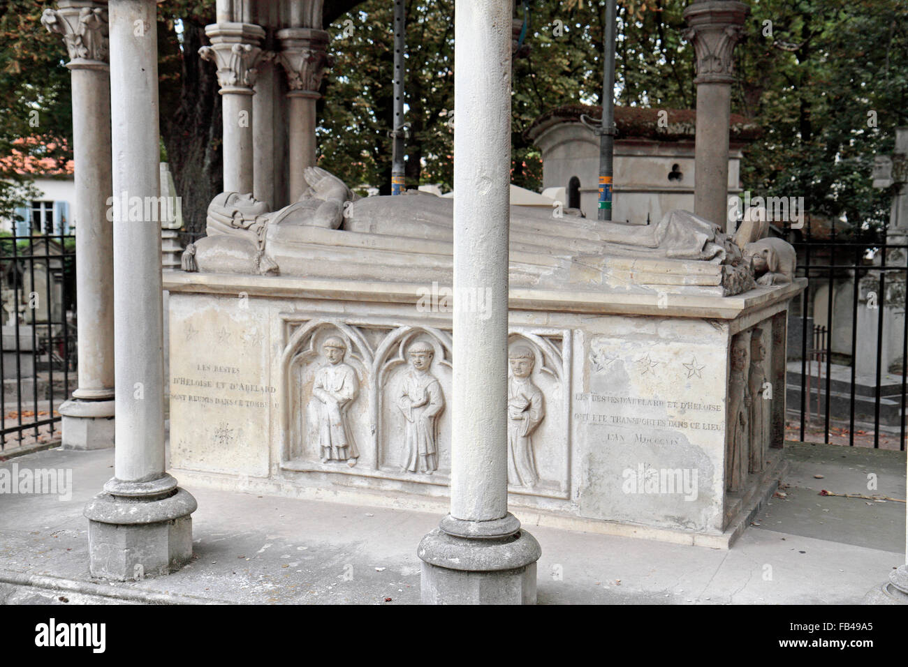 The tomb of Peter Abelard and Héloïse in the Père Lachaise Cemetery, Paris, France. Stock Photo