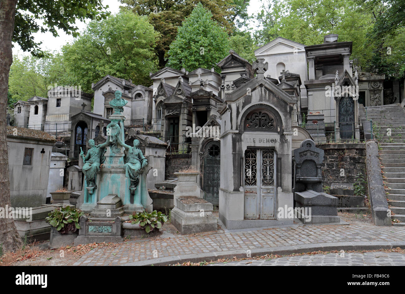 Ornate tombs in the Père Lachaise Cemetery, Paris, France. Stock Photo