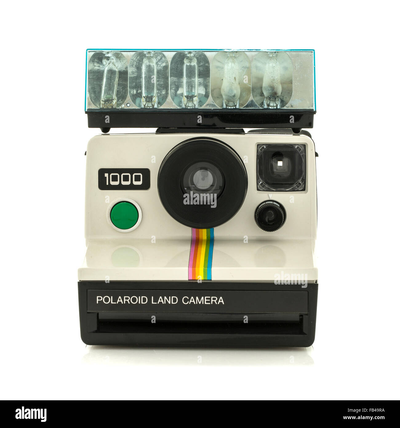 Retro Polaroid 1000 Land Camera With Flash Bulbs on a White Background  Stock Photo - Alamy