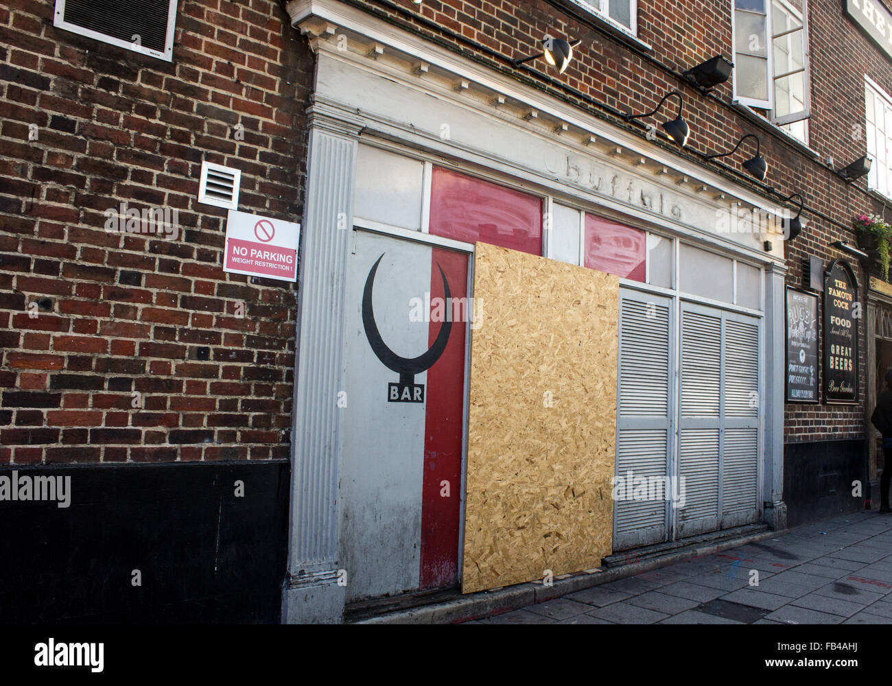 Buffalo Bar in London after it's closure and boarded up. One of the many  London music venues to close in 2015 Stock Photo - Alamy