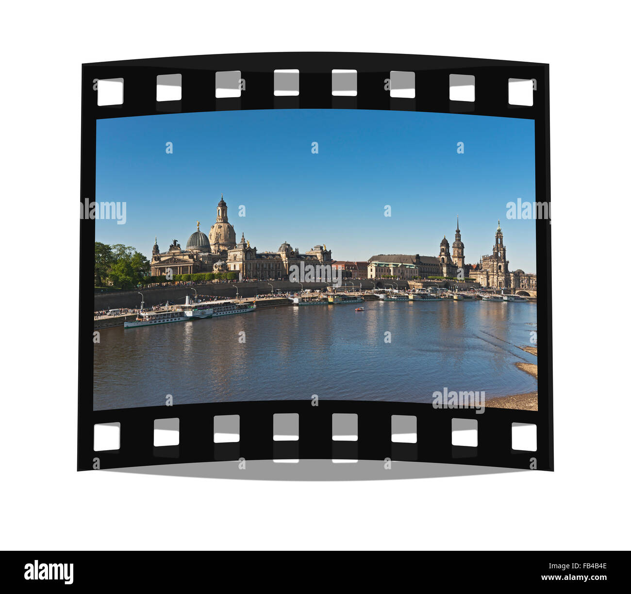 Fleet parade of historical paddle steamers, every year on 1 May, on the Elbe River in front of the old town of Dresden, Germany Stock Photo