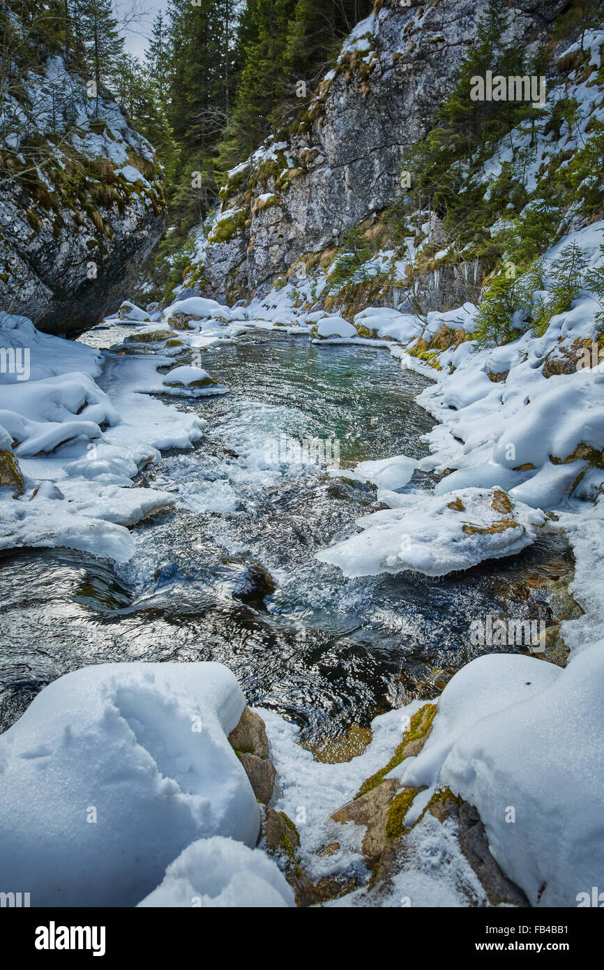 Glacier river flowing through mountain landscape hi-res stock ...