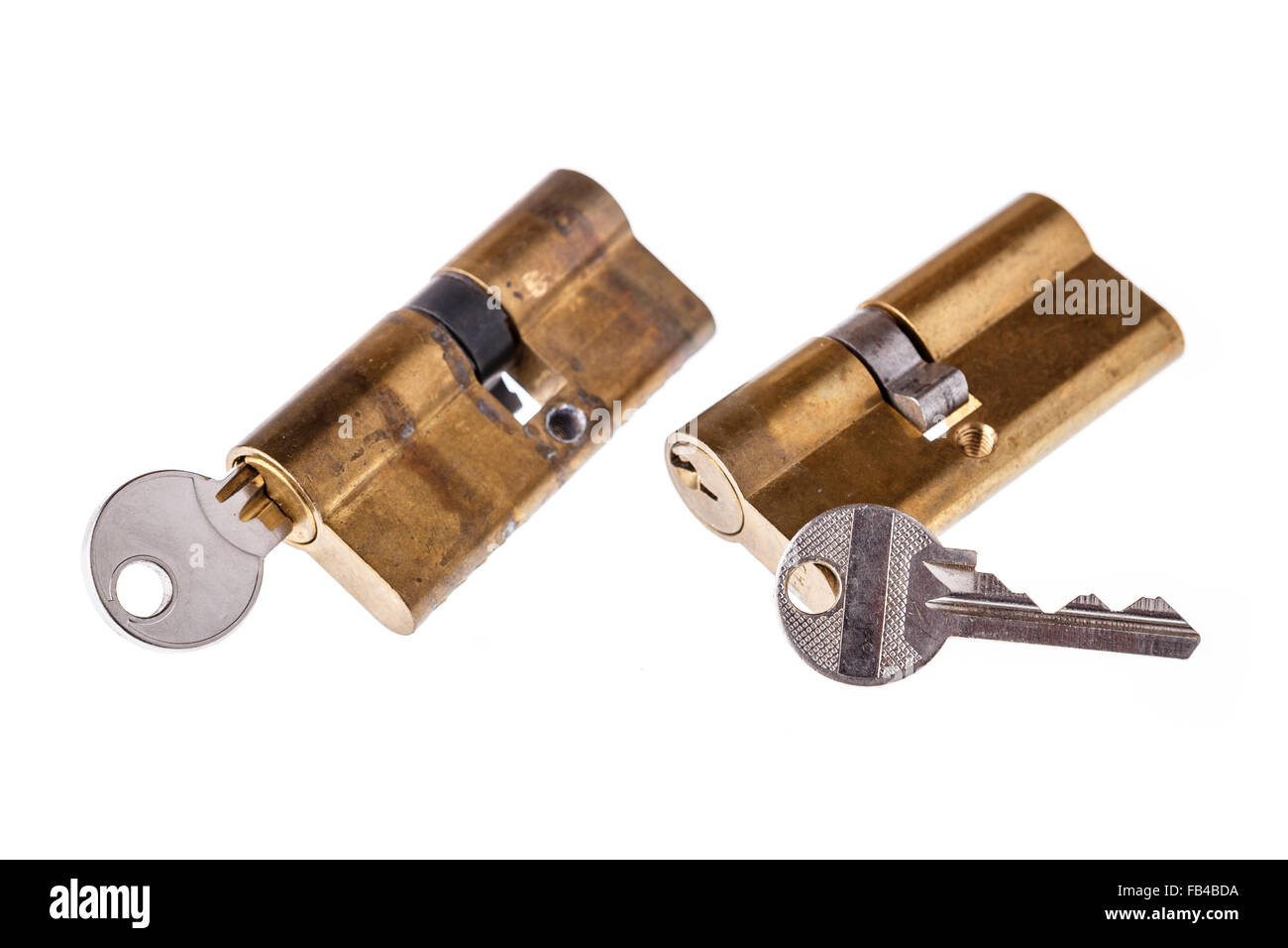 Door locks and keys isolated on white background Stock Photo - Alamy