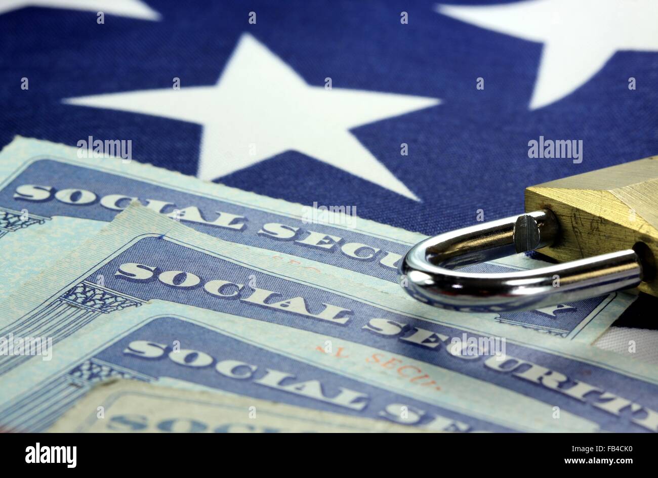 Padlock and social security card - Identity theft and identity protection concept Stock Photo