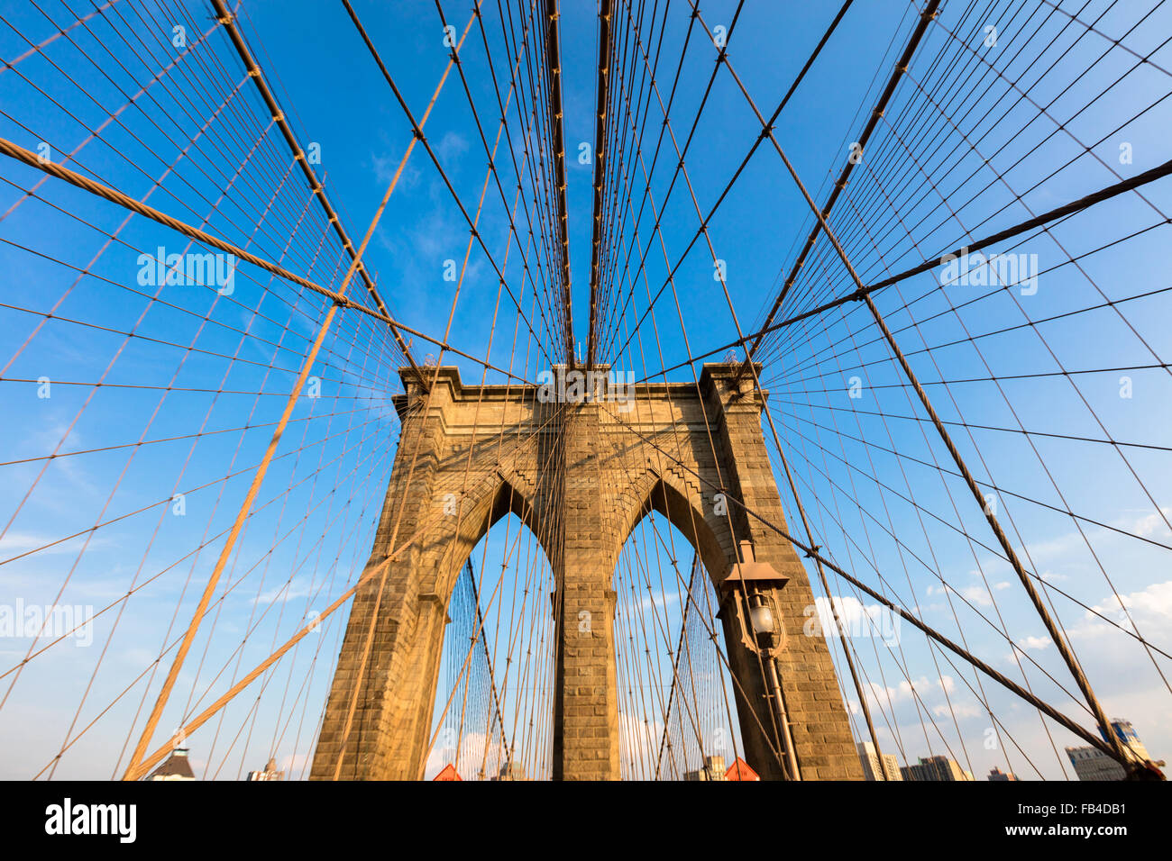 The Brooklyn Bridge in New York City is one of the oldest bridges in the United States Stock