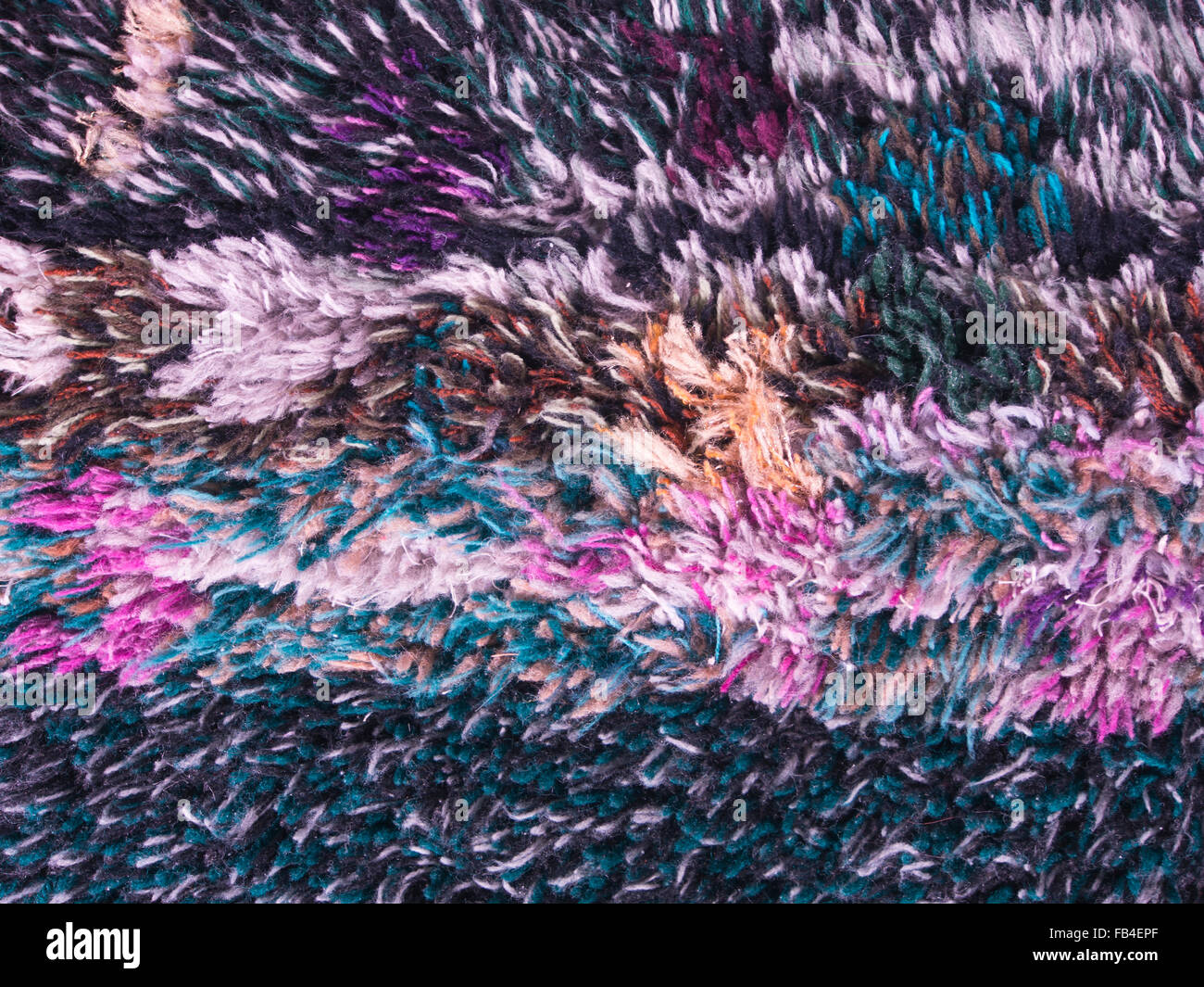 Patterned Rug Inset Close Up Close up of detail from a colourful home made deep floss rug with ...