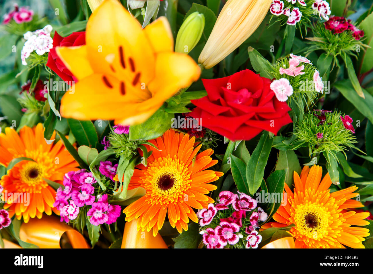 colorful bouquet closeup view Stock Photo