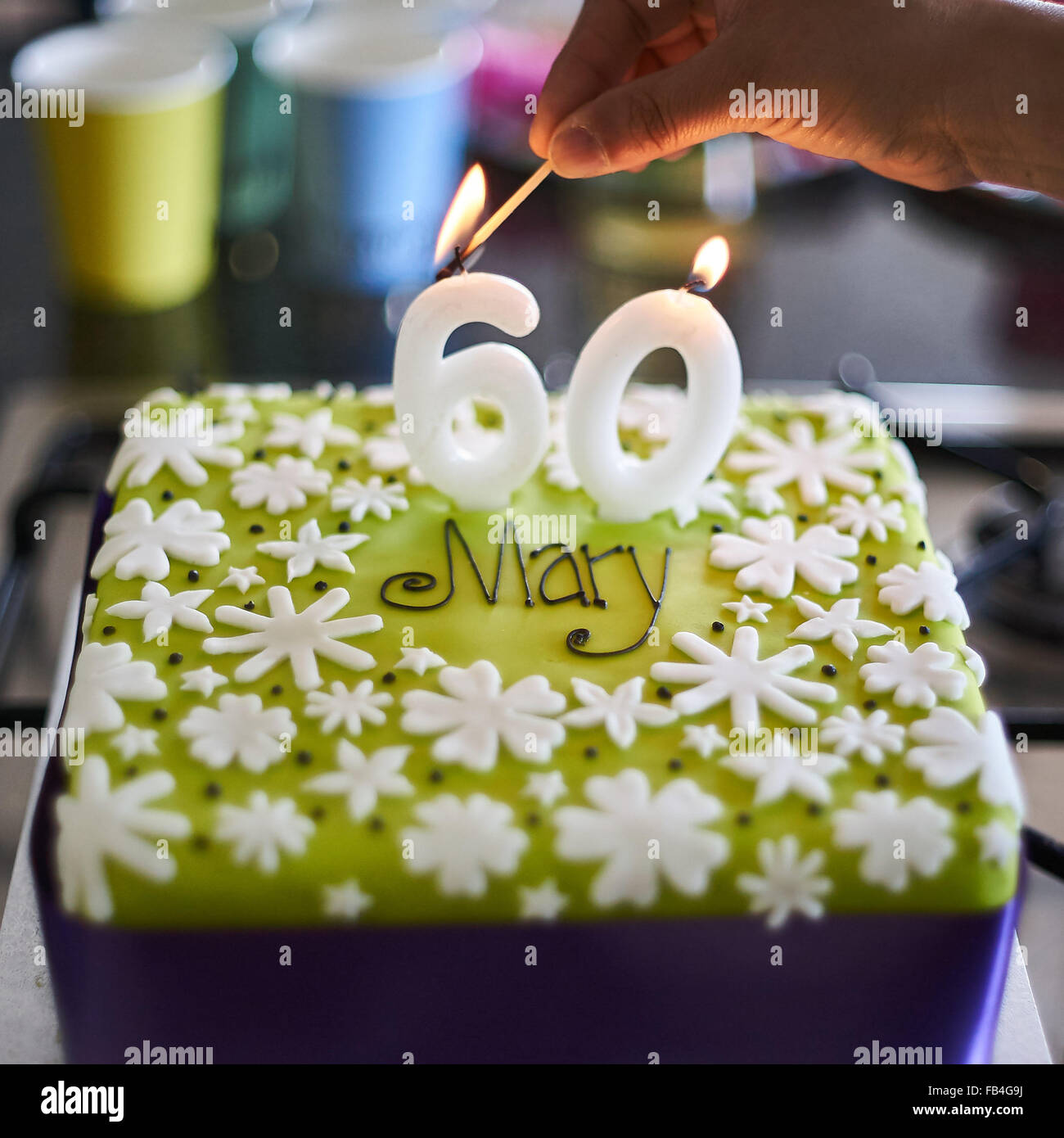 60th birthday cake Stock Photo
