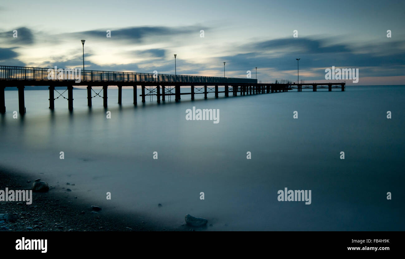 Seascape with industrial  jetty. Stock Photo