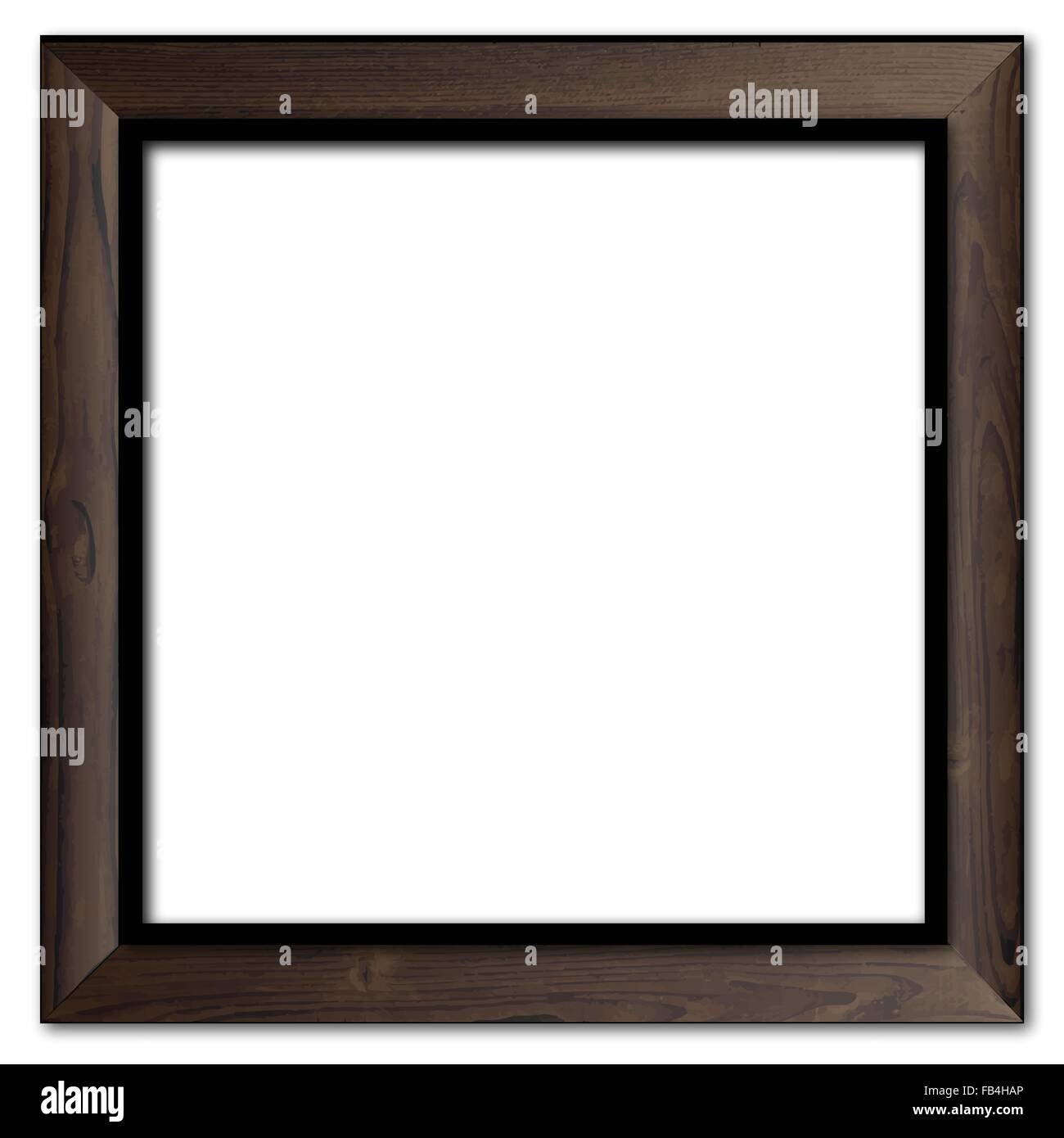 A dark old oak wood picture frame over a white background Stock Vector