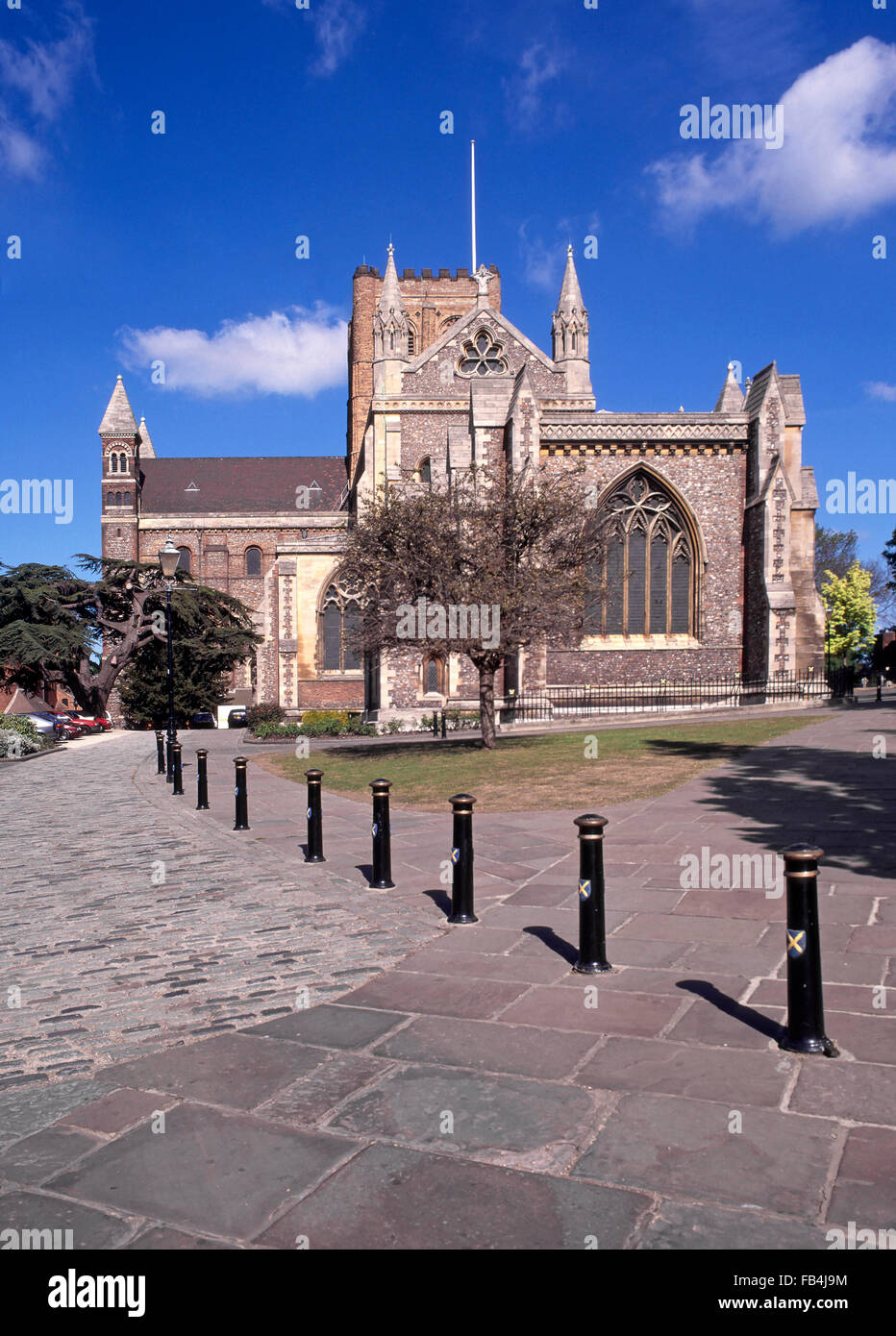 The Cathedral and Abbey Church of St Albans or St Alban Hertfordshire England UK Stock Photo