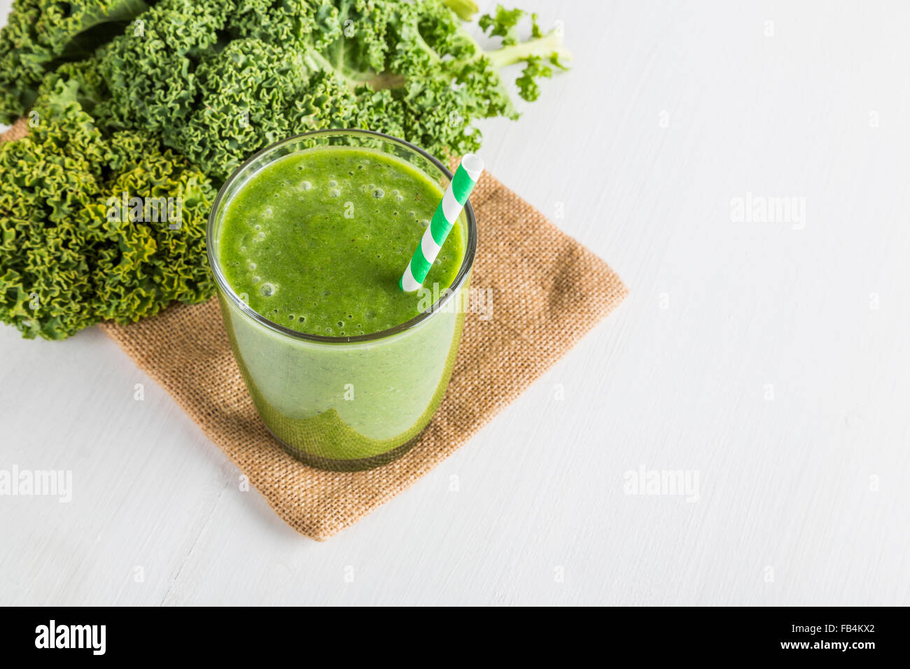 Green smoothie with kale Stock Photo
