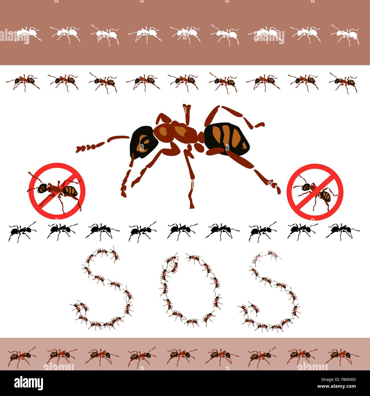 The attack ants, marching ants, no ants in the house, insects. Stock Vector