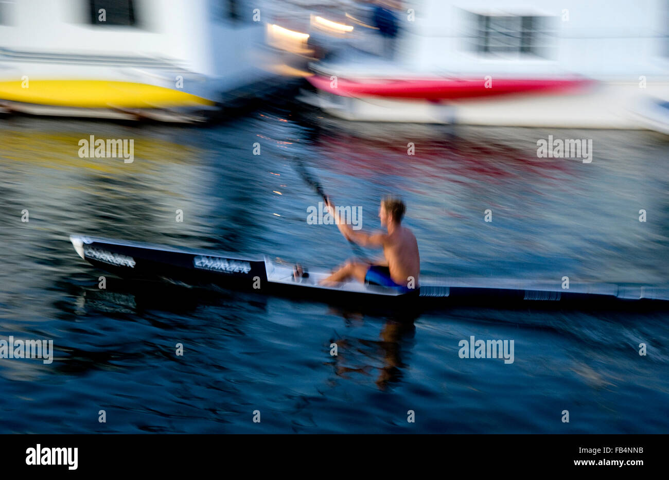 Man kayaking in Marina Del Rey harbor in Los Angeles Stock Photo Alamy