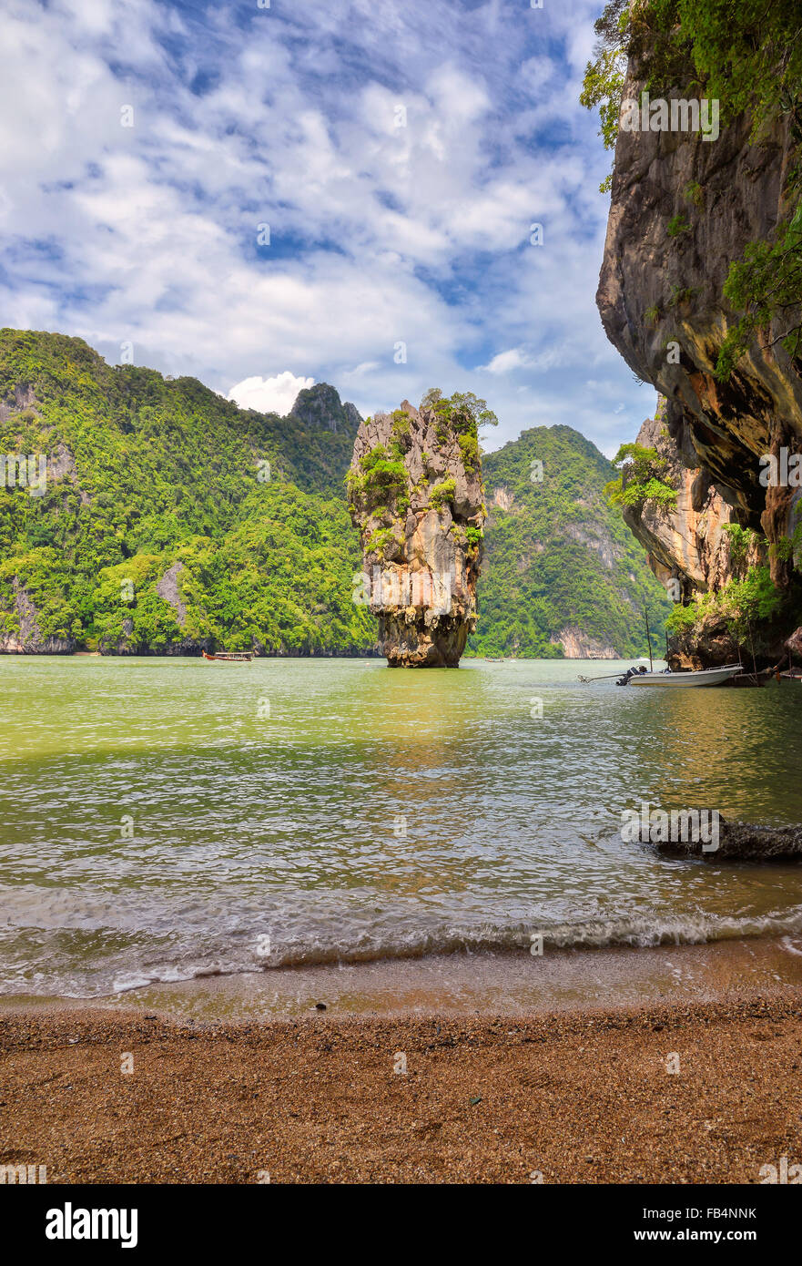 Beach at James Bond island geology rock formation Stock Photo