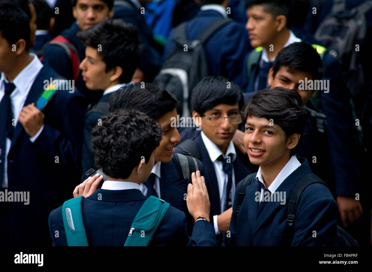 Teen age boy students at school in Guayaquil Stock Photo