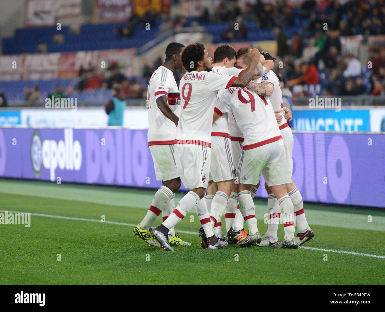 Rome, Italy. 09th Jan, 2016. Juray Kucka celebrates after score a goal  during the Italian Serie A football match A.S. Roma vs A.C. Milan at the Olympic Stadium in Rome, on january 09, 2016 Credit:  Silvia Lore'/Alamy Live News Stock Photo