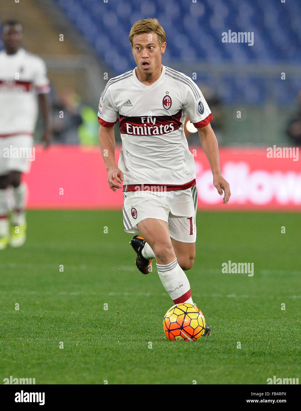Rome, Italy. 09th Jan, 2016. Keisuke Honda during the Italian Serie A football match A.S. Roma vs A.C. Milan at the Olympic Stadium in Rome, on january 09, 2016 Credit:  Silvia Lore'/Alamy Live News Stock Photo