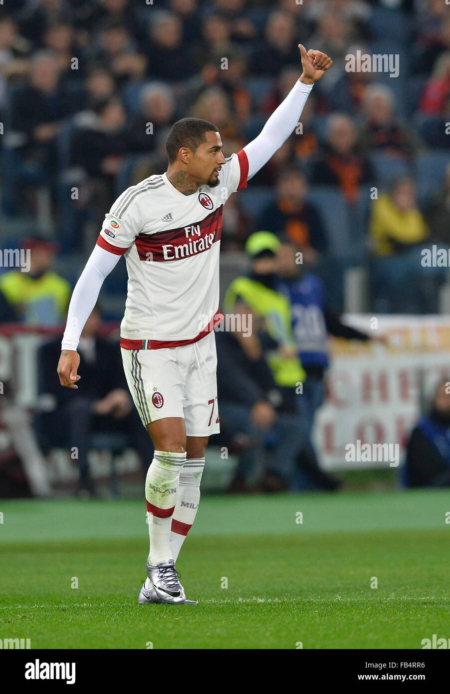 Rome, Italy. 09th Jan, 2016. Kevin Prince Boateng during the Italian Serie A football match A.S. Roma vs A.C. Milan at the Olympic Stadium in Rome, on january 09, 2016 Credit:  Silvia Lore'/Alamy Live News Stock Photo