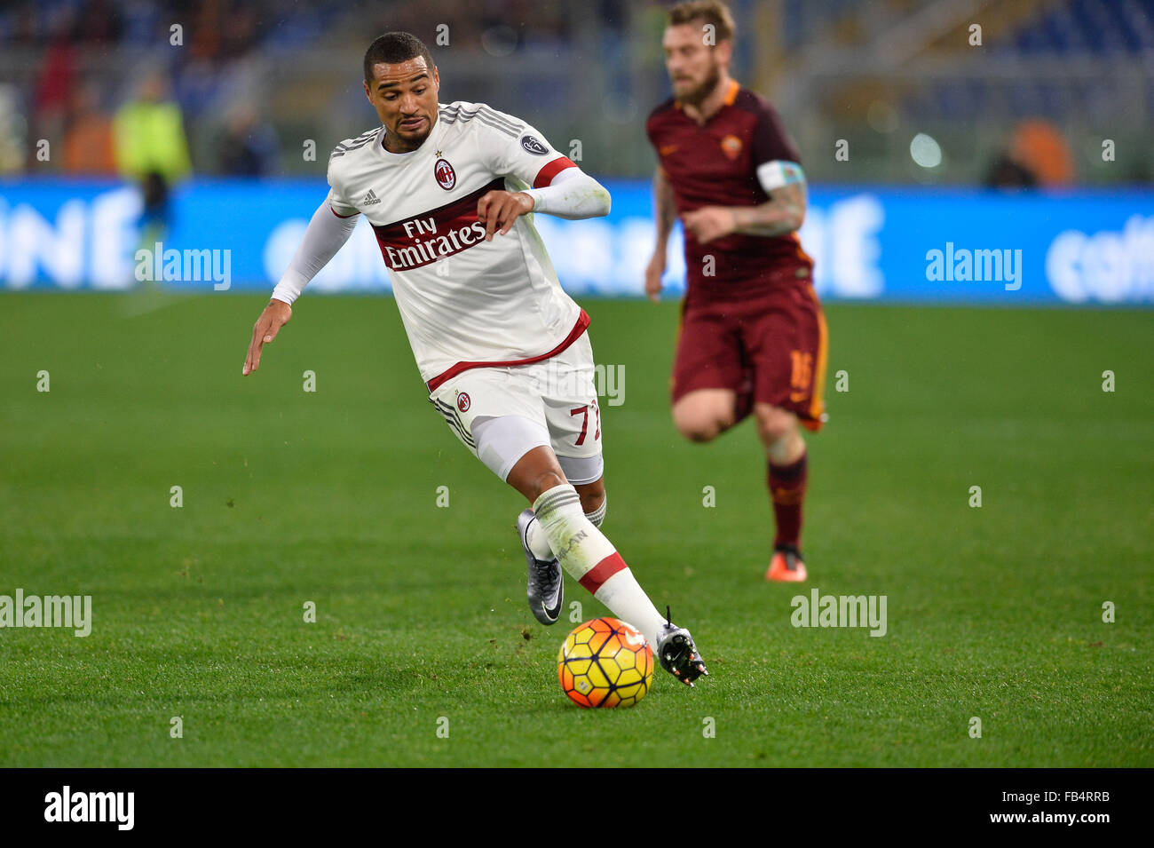 Rome, Italy. 09th Jan, 2016. Kevin Prince Boateng during the Italian Serie A football match A.S. Roma vs A.C. Milan at the Olympic Stadium in Rome, on january 09, 2016 Credit:  Silvia Lore'/Alamy Live News Stock Photo