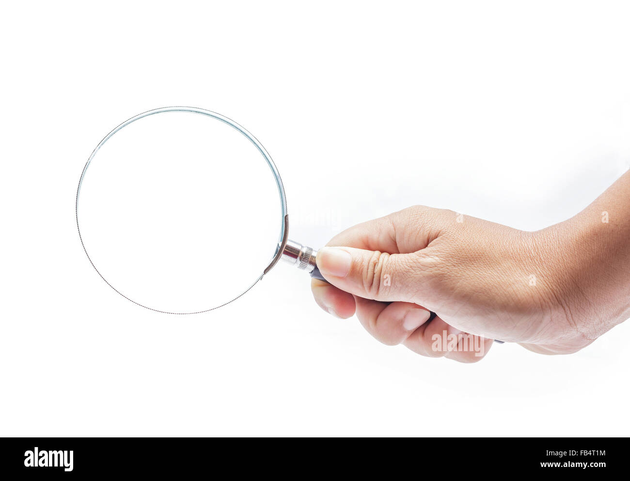 hand hold magnifying glass Stock Photo