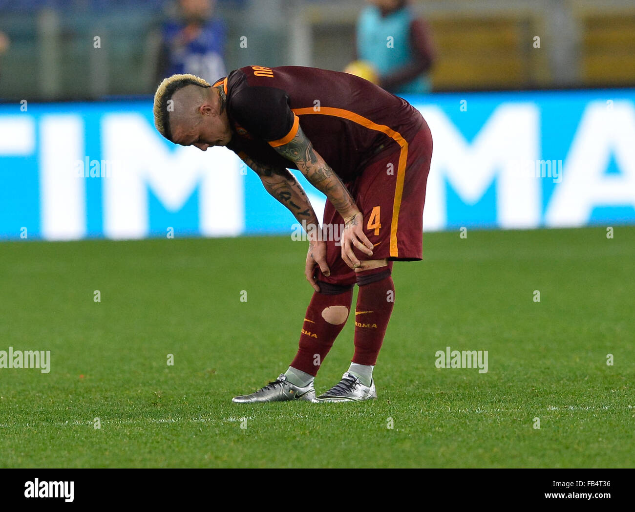 Rome, Italy. 09th Jan, 2016. Radja Nainggolan during the Italian Serie A football match A.S. Roma vs A.C. Milan at the Olympic Stadium in Rome, on january 09, 2016 Credit:  Silvia Lore'/Alamy Live News Stock Photo