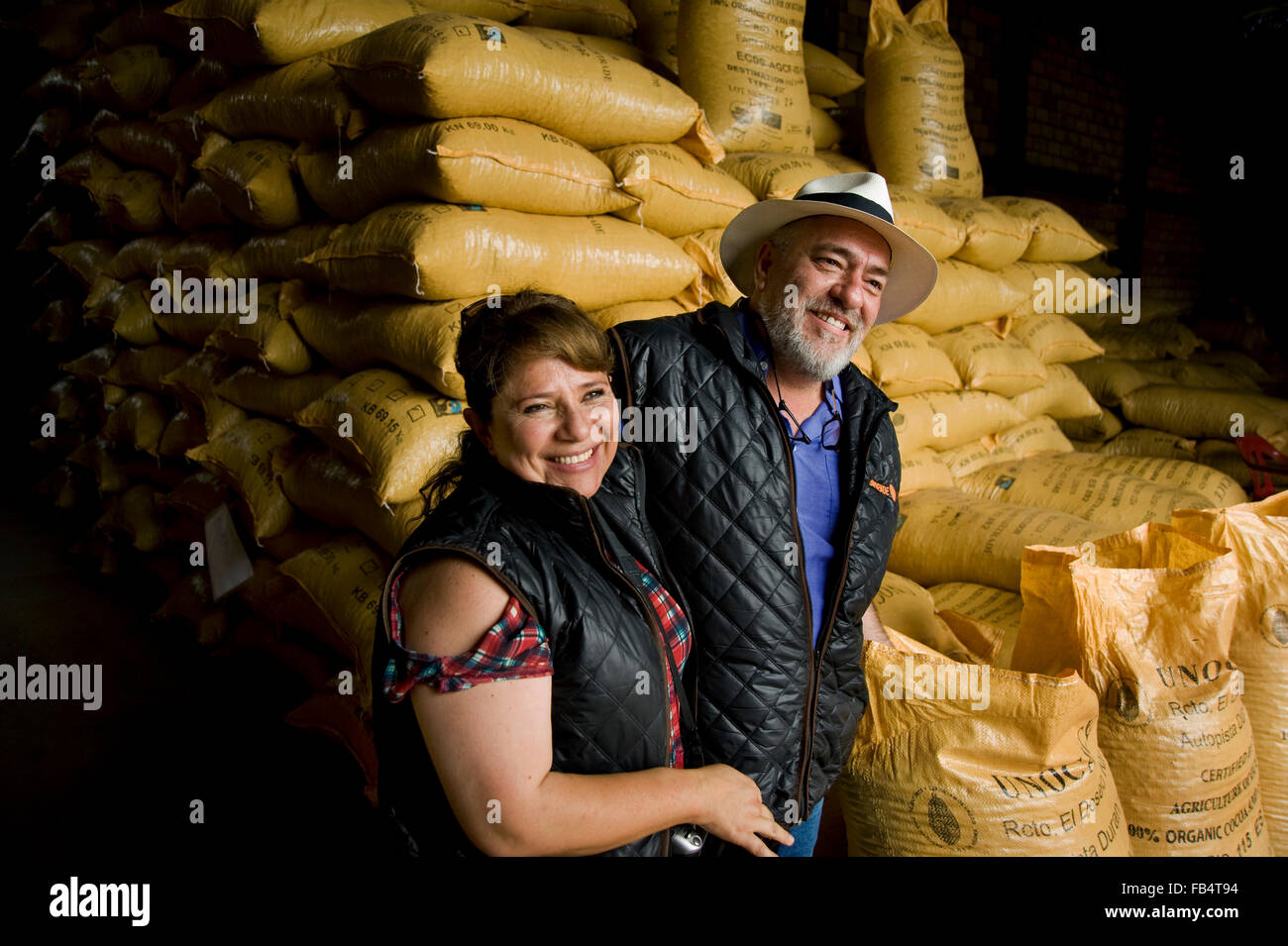 Proprietor and wife at chocolate factory in Ecuador Stock Photo